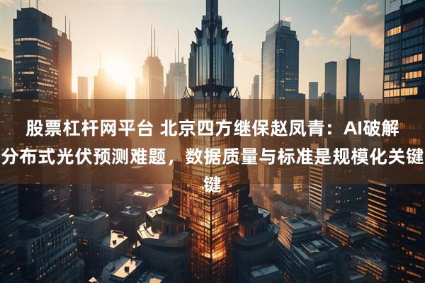 股票杠杆网平台 北京四方继保赵凤青：AI破解分布式光伏预测难题，数据质量与标准是规模化关键